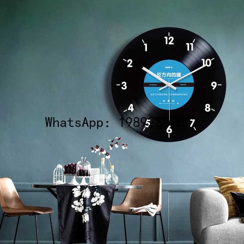 ZB vinyl record creative wall clock reverse retro inverted wall watch coffee bar decorative clock