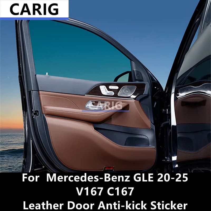 For  Mercedes-Benz GLE 20-25 V167 C167 Leather Door Anti-kick Sticker Modified Car Interior Protection Accessories Refit