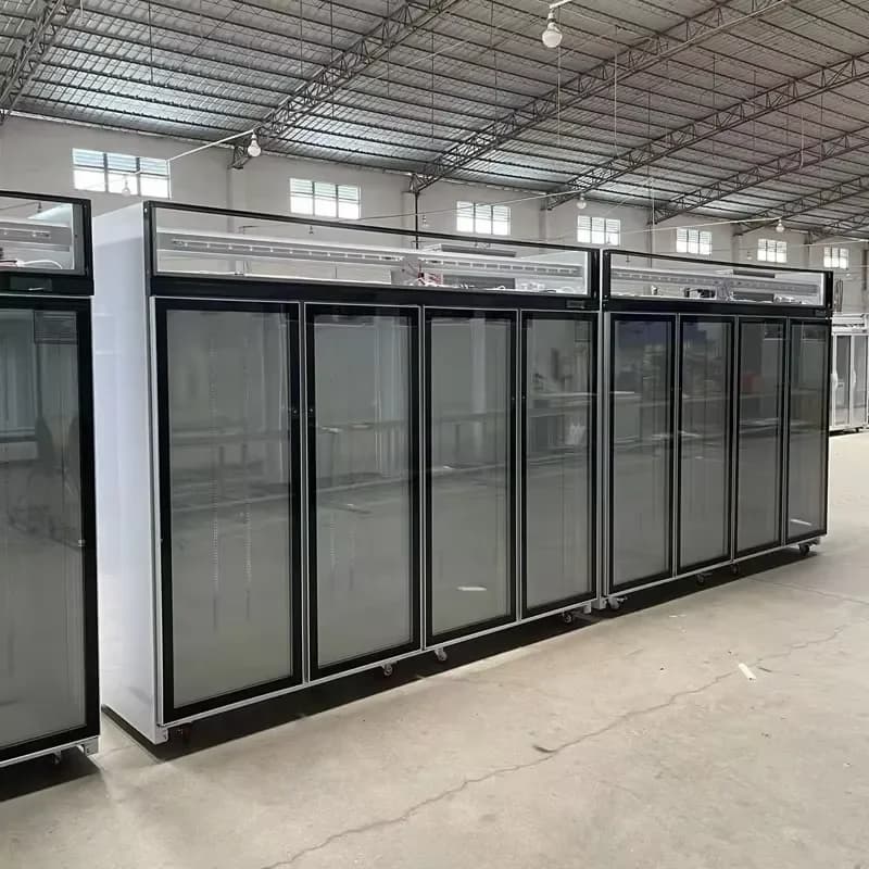 Commercial 4-Door Electric Beverage Cooler Upright Cold Drink Refrigerated Display Cabinet Beer Insulated Showcase Large