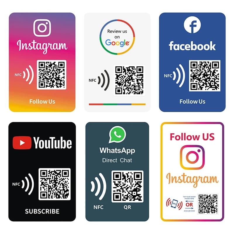 Custom Acrylic Social Media Sign Follow US on Facebook Plaque NFC Tap QR Code Sign Google Review Instagram Card Business Display