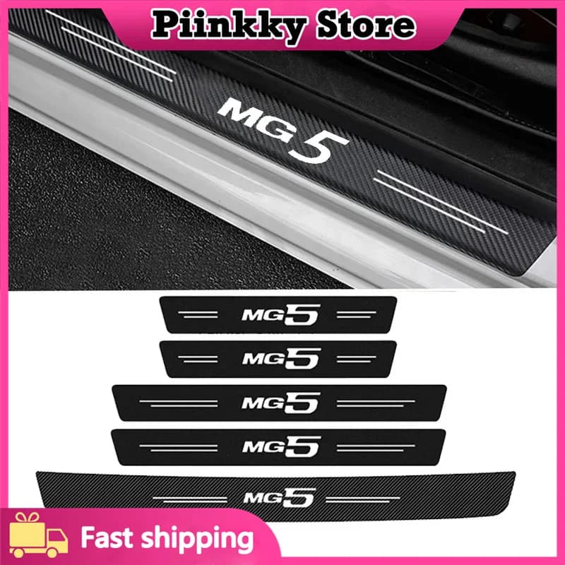 for MG 5 MG5 Logo Car Door Sill Protector Plate Rear Trunk Bumper Strips Threshold Stickers Anti Scratch Covers