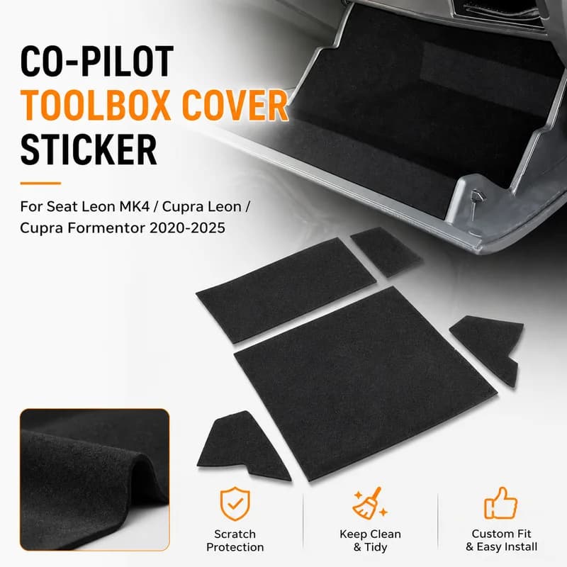 Co-Pilot Toolbox Cover Sticker For Seat Leon MK4/Cupra Leon/Cupra Formentor 2020-2025 Car Interior Accessories, Custom Fit