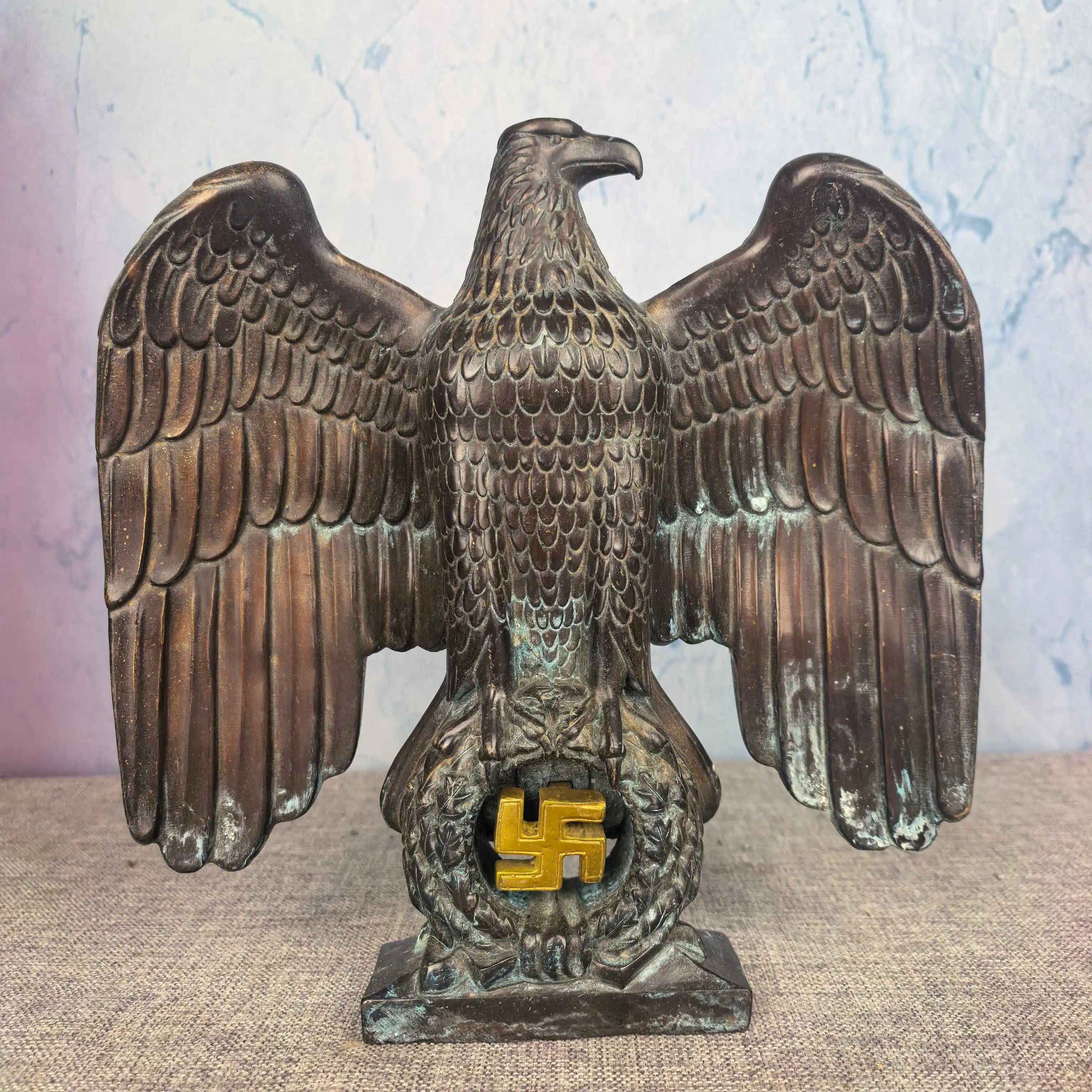 Old Brass Garuda Eagle Statue Buddha logo base Study screen Amass wealth Ornaments Town house Exorcism