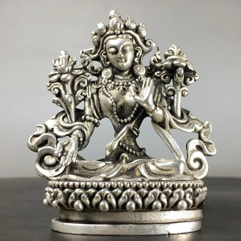 Antique Tibetan Buddhist Manjushri Bodhisattva Statue Feng Shui Miniatures Figurines Home Decor Retro Office Desktop Ornaments