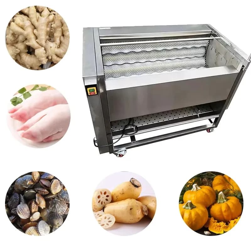 Electric Multi Functional Commercial Fruit Vegetable Cleaning Peeling Machine Potato Washing Drum Brush Cleaning Equipment