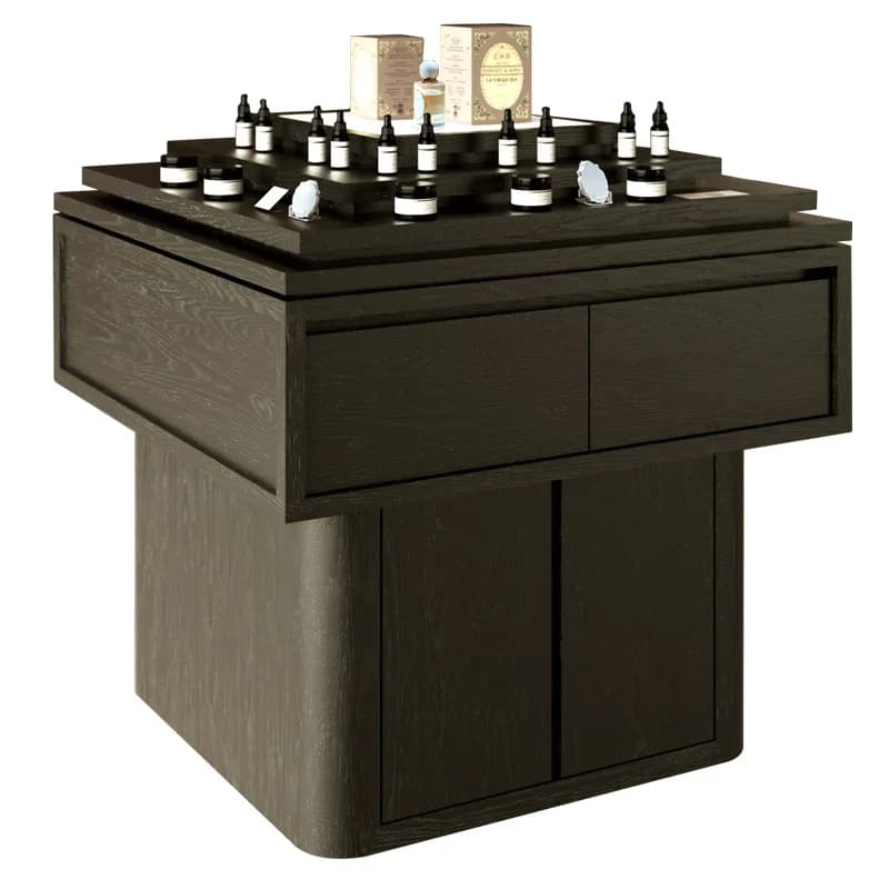 YJQ fragrance store display case beauty salon Nakajima platform product display case simple black wood