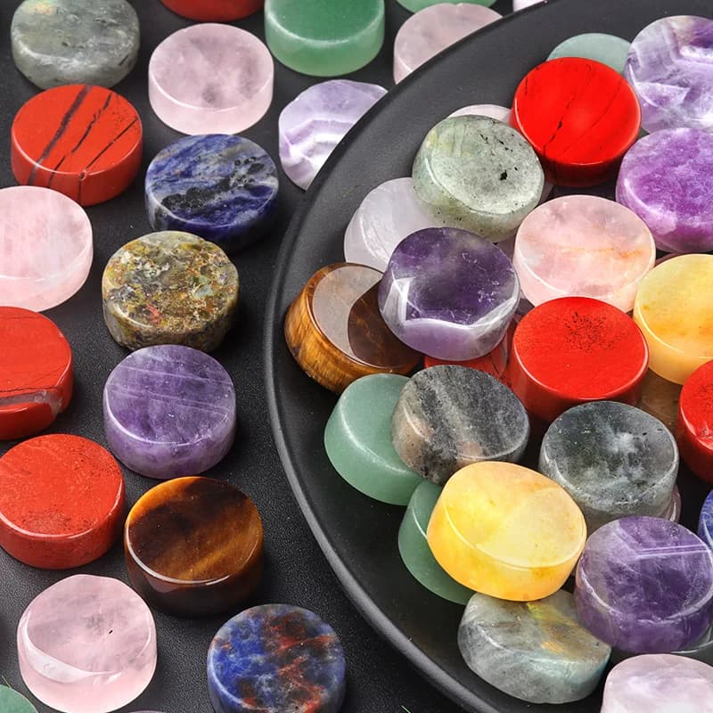 2Pcs 16-18mm Natural Crystal Agate Thin Round Stone Pieces, DIY Craft Home Decor Raw Gemstone Wholesale