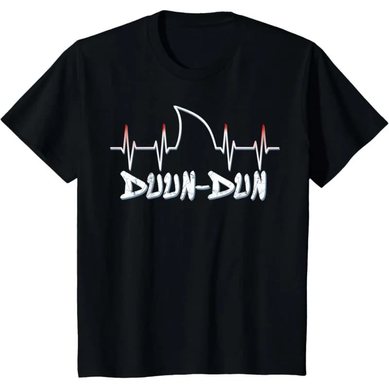 Shark Heartbeat Week Duun Dun Funny Gift t shirt Vintage Graphic Tee 100% cotton printed clothes All size Tops S-6XL