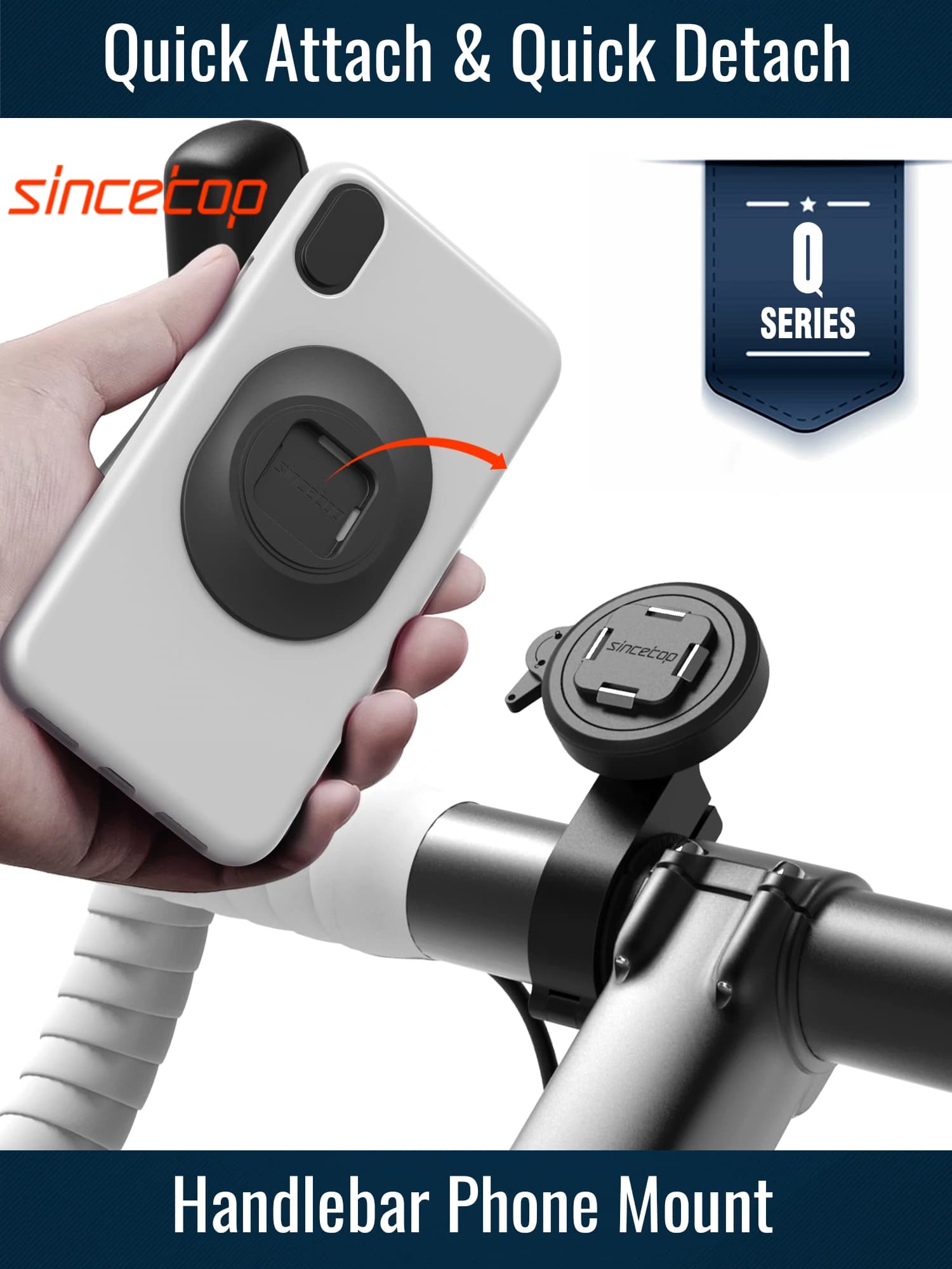 Motorcycle Handlebar Phone Mount,Aluminum Bike Phone Holder,Quick Attach/Detach ,Universal MTB/Road Bike/Bicycle Cycling-SeriesQ