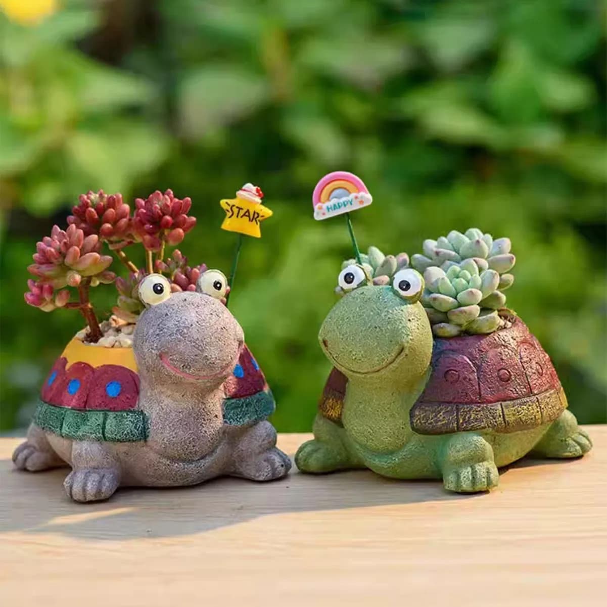 1Pc Creative Pastoral Turtle Succulent Flowerpot Cartoon Micro Landscape Resin Crafts Decorative Ornament Suitable for Courtyard