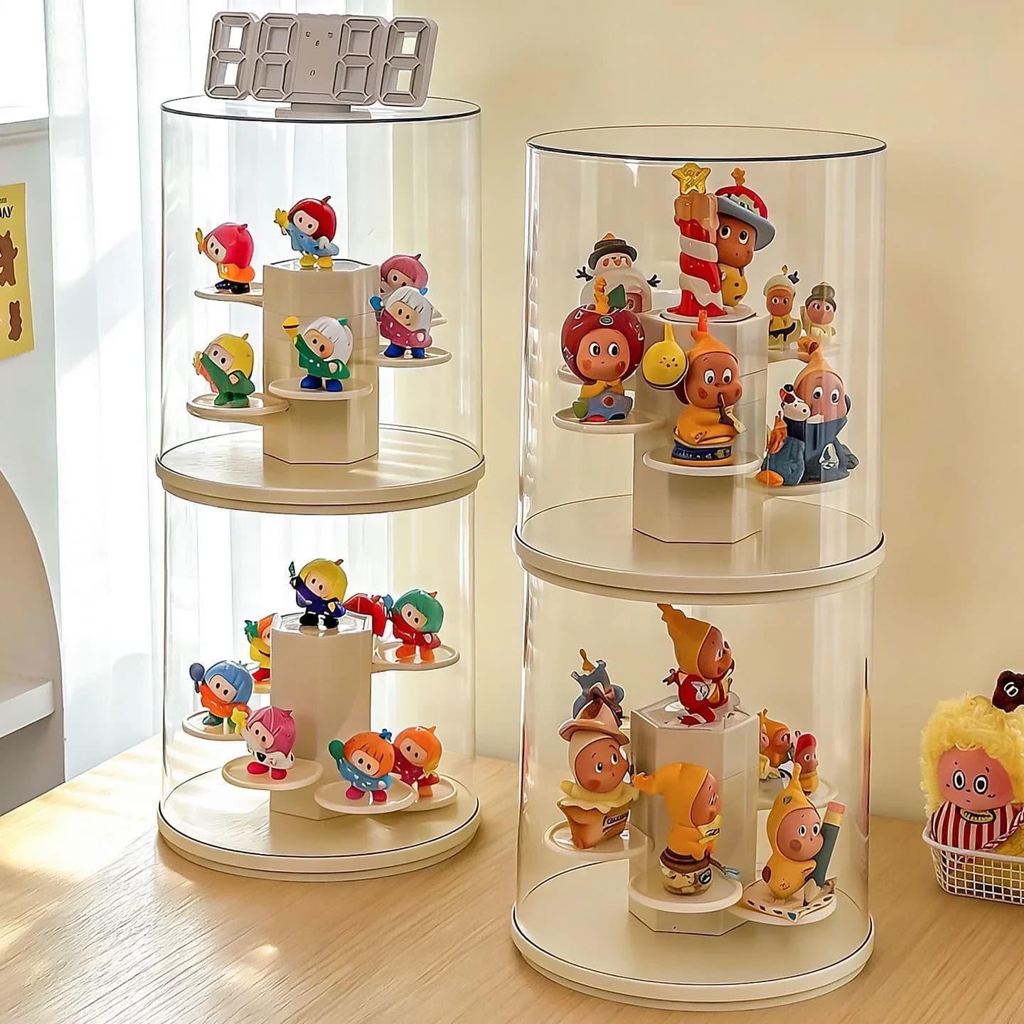 Rotating Display Box For Starman Blind Box Storage Shelf Dust-proof Transparent Figure Storage Rack Stepped Doll Display Set