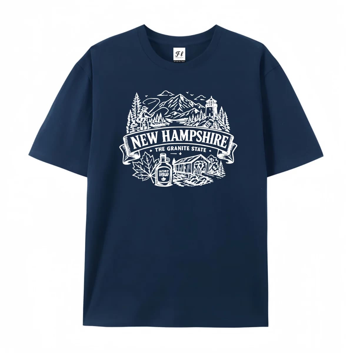 New Hampshire The Granite State T-shirt Vintage Mountain Lighthouse Maple Syrup Graphic Tee Women Short Sleeve Cotton Shirts