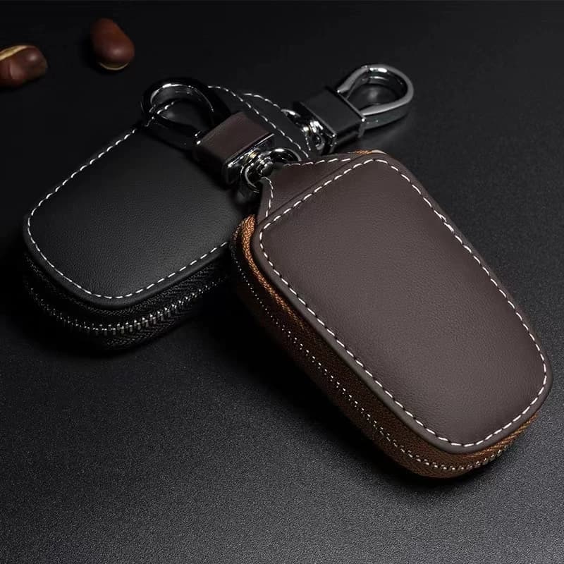 Universal Leather Smart Flip Key Fob Shell Case Car Remote Cover Holder Bag Pouch Wallet Protector Keychain Organizer