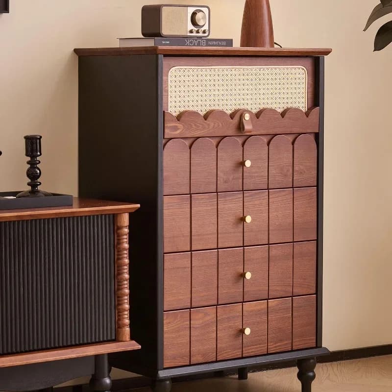 retro four-legged bucket cabinet, solid wood master bedroom living room tenon and mortise storage cabinet, Chinese cabinet