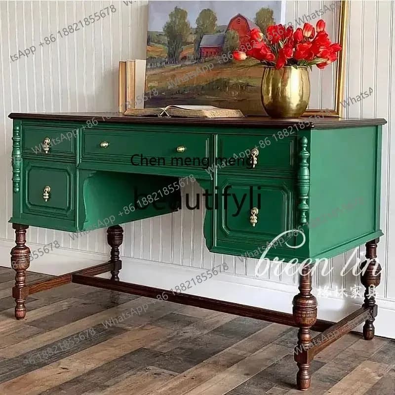 178CC French retro solid wood desk dresser foyer entrance desk partition