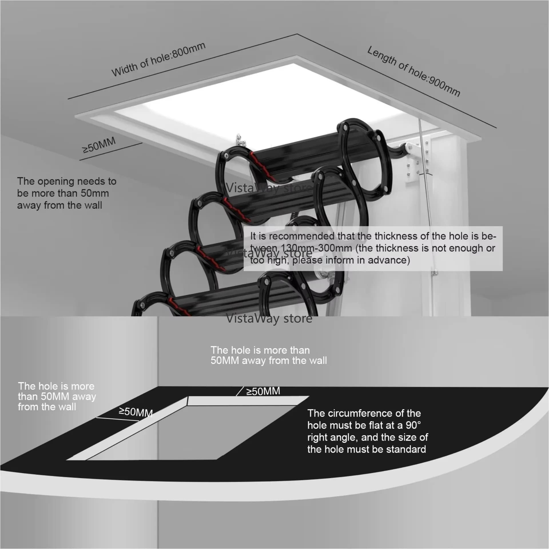Modern Design Manual Integration Folding Attic Stairs Space-Saving Loft Telescopic Stairs for Home Loft Access