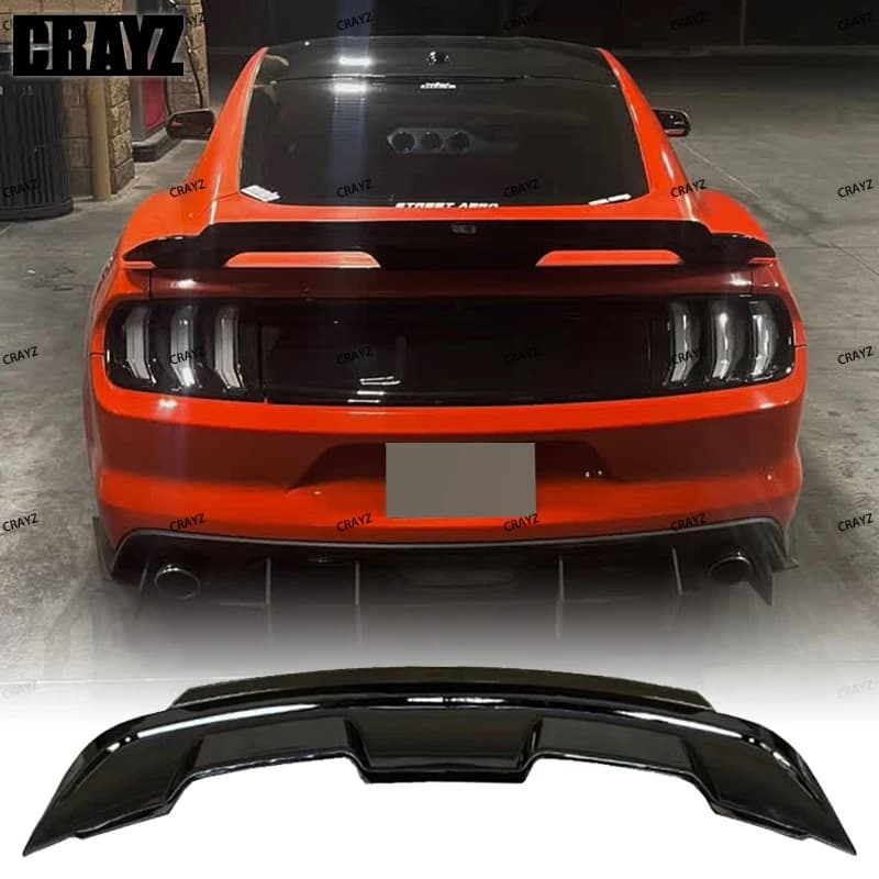 Mustang Rear Spoiler For 2015-2021 Ford Mustang ABS GT500 Style Trunk Spoiler Wing W/Smoke Gurney Flap Wicker Bill Coupe Wing