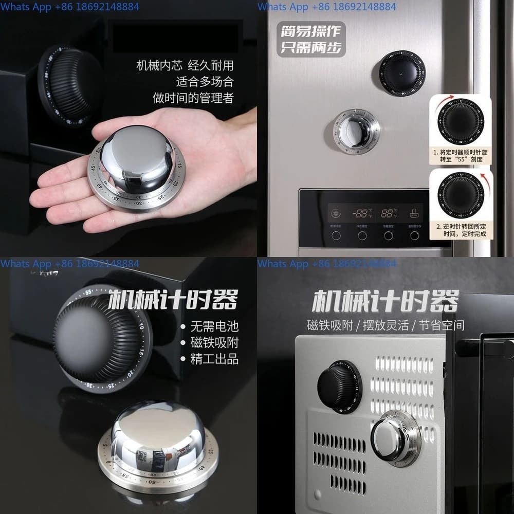 Magnetic Kitchen Timer Stainless Steel Mechanical Alarm Clock with Timer Function