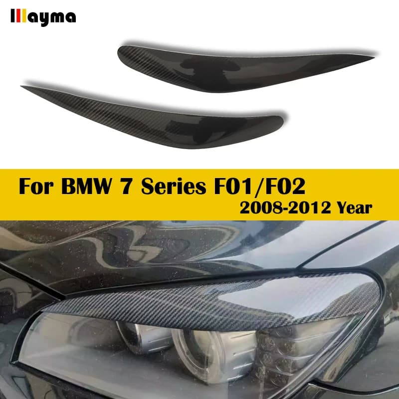 730i 740i 750i 2008 - 2012 Car Front Bumper Headlight Cover Carbon Fiber Lamp Eyebrows Eyelids Fit For BMW 7 Series F01 F02