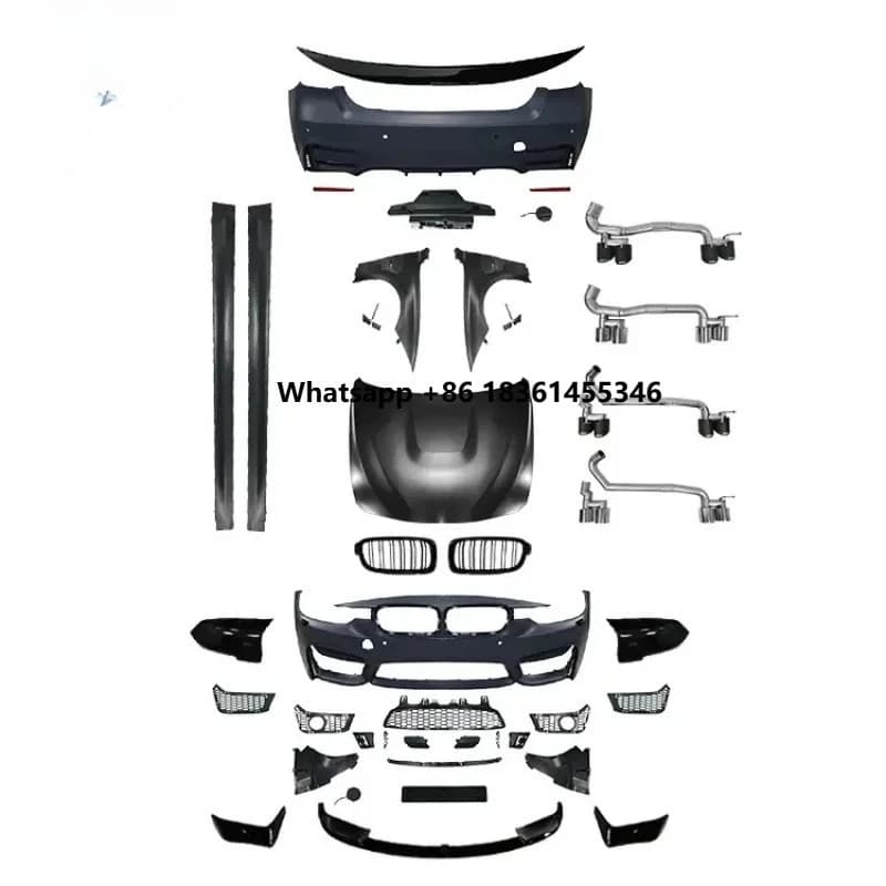 for F30 to F80 F30 M3 Body Kit 2013-2018 Side Skirts Exhaust Pipe and Hood Spoiler Grille F30 M3 Bodykit