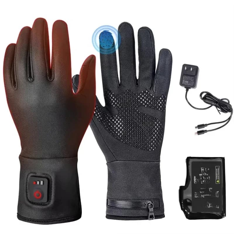 Men's and women's heating gloves, padded charging, waterproof and warm, thin gloves, winter skiing, golf, hiking