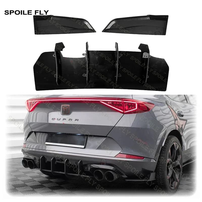 2020 To 2024 For Cupra Formentor MK1 M4 Style Rear Bumper Lip Diffuser Splitter Spoiler Protector Cover Body Kit Glossy Black PP