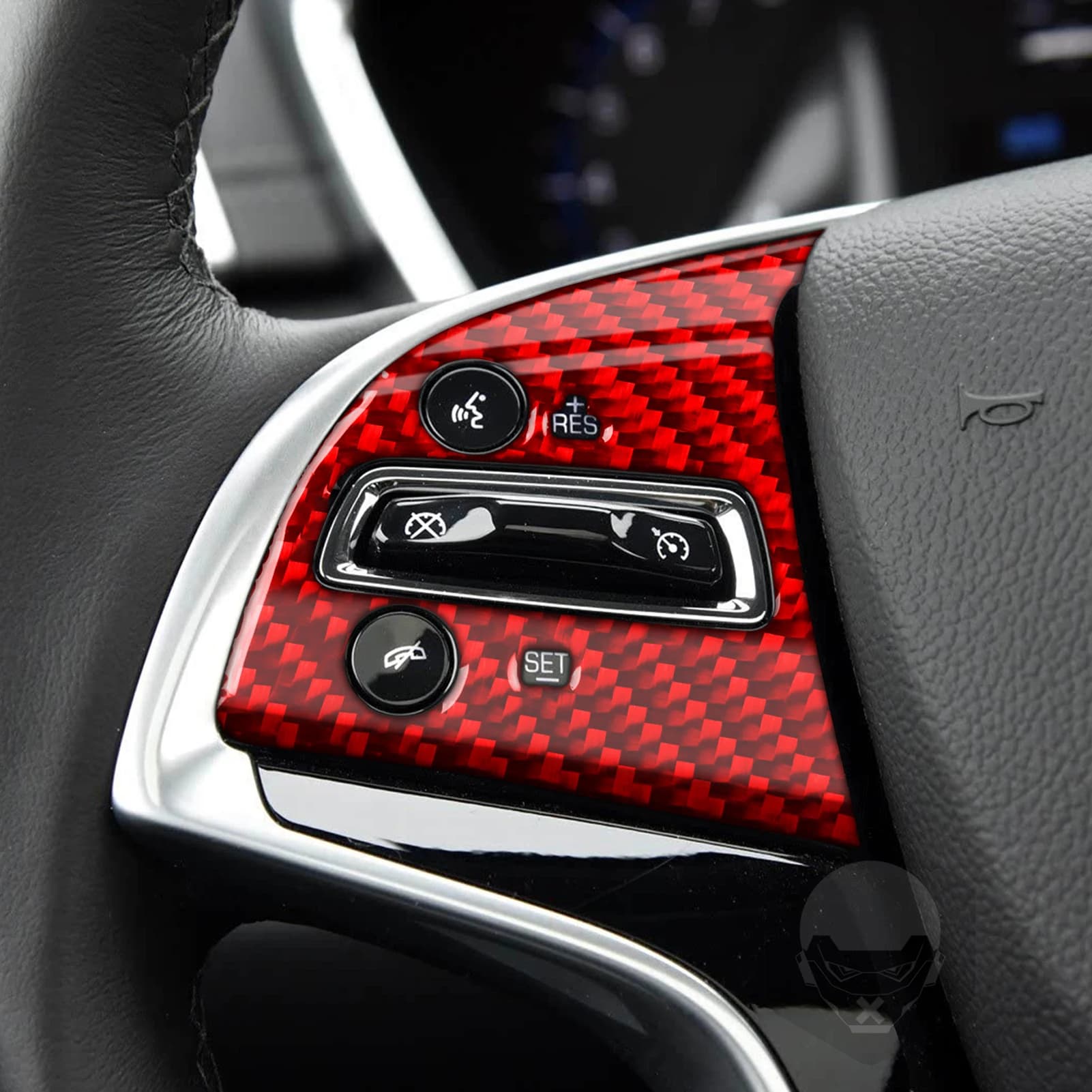 For CADILLAC SRX 2010-2012 Steering Wheel Button Panel Red Real Soft Carbon Fiber Car Interior Accessories Decoration Stickers