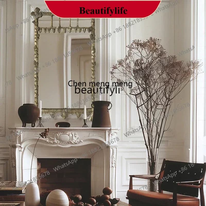 D178   French retro dressing mirror, full-length mirror, wall-mounted decorative mirror, living room entrance, wrought iron