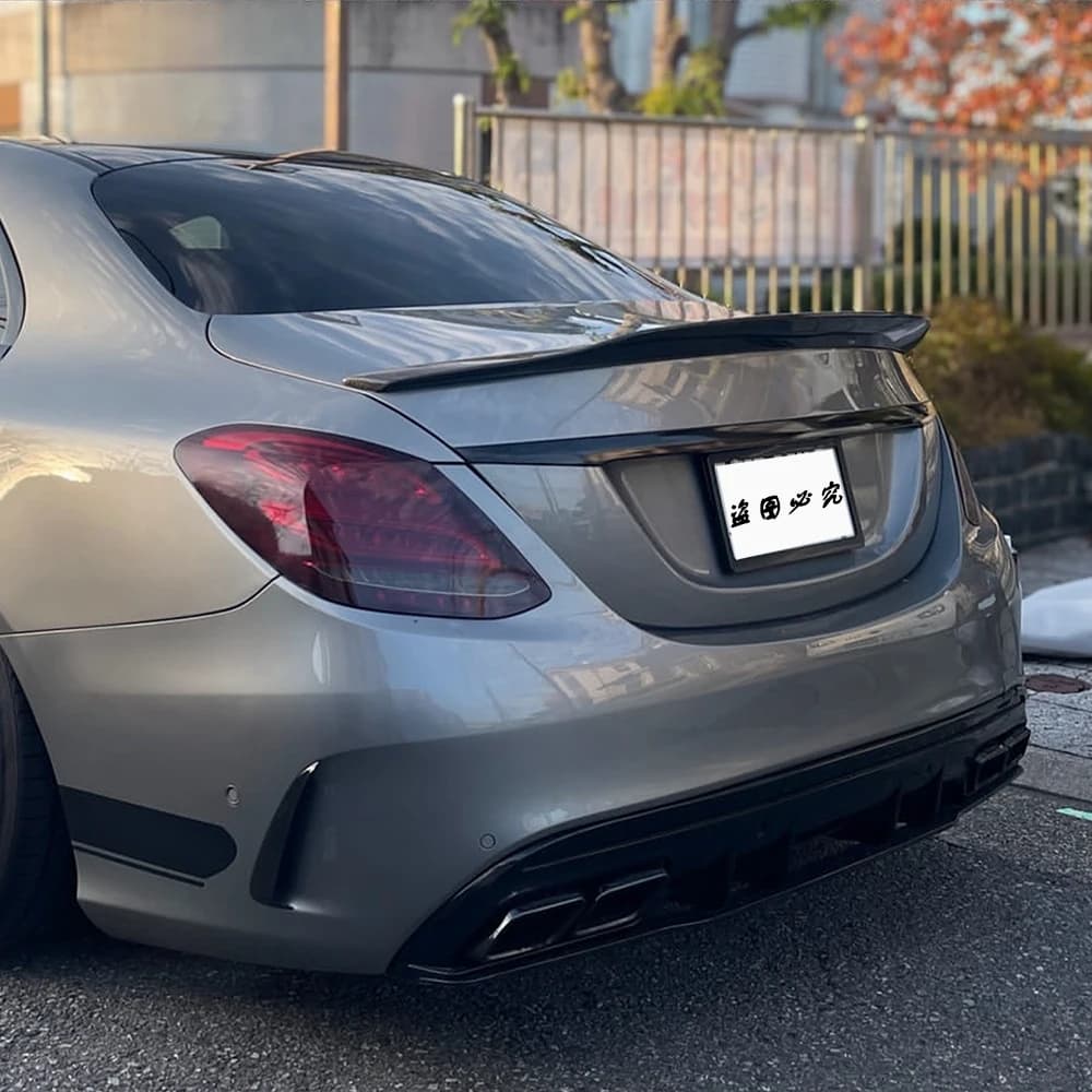 For Mercedes Benz W205 C63 2015-2020 Carbon Fiber Glossy Black Rear Spoiler Modified Luggage Compartment Lid PSM