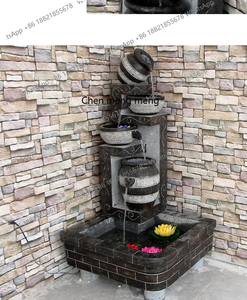 Marble pottery pot flowing water landscape stone courtyard fish pond balcony fountain fish tank water feature
