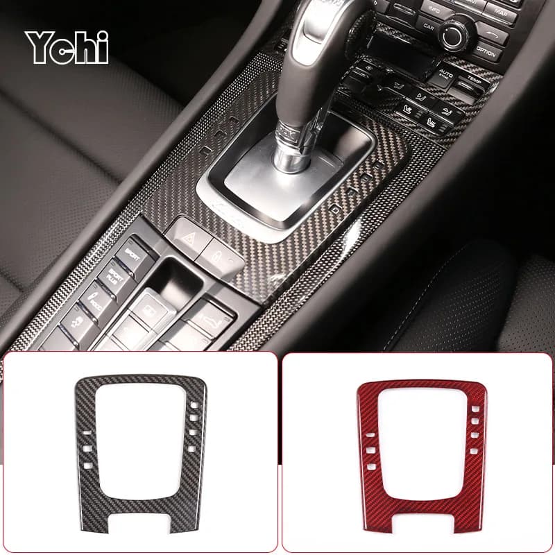 For Porsche 718 911 2012-21 Real Carbon Fiber Car Central Control Gear Display Frame Decorative Sticker Car Interior Accessories