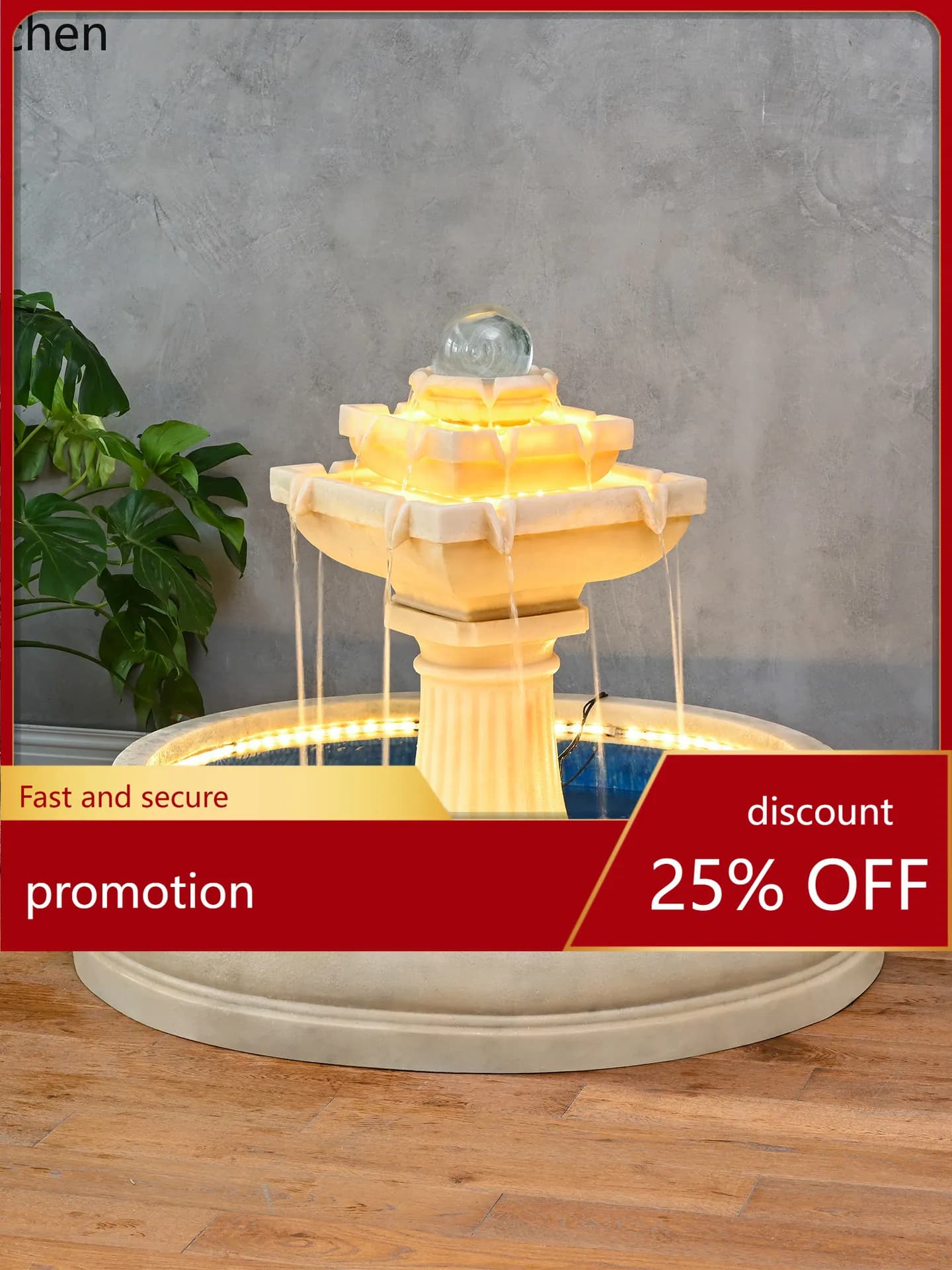 HT Living Room Flowing Water Wealth Ornament Circulating Water Landscape Floor Feng Shui Ball Fountain Fish Pond