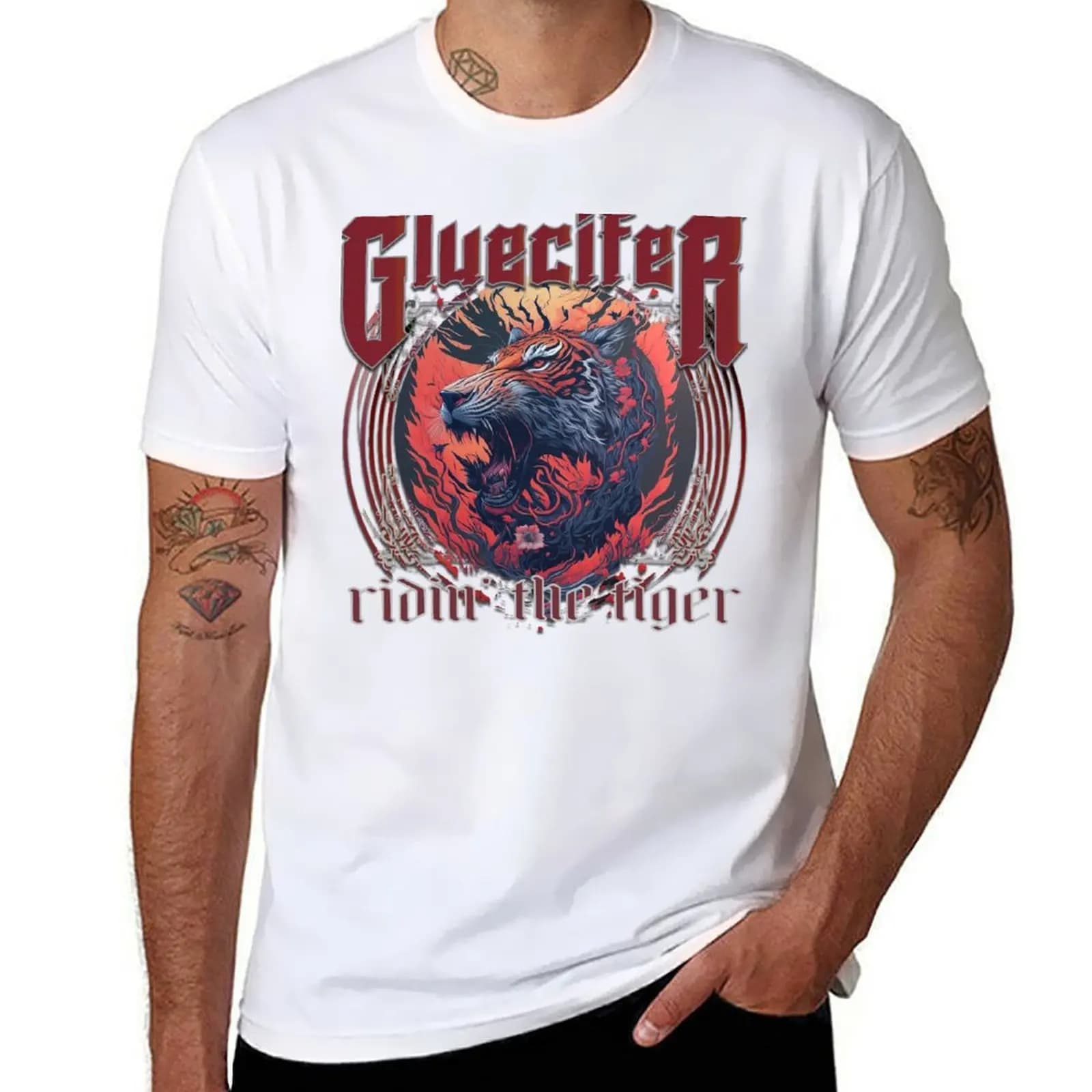 Gluecifer - ridin' the tiger T-Shirt t shirts for man cotton funny t shirts for man cotton soft T-Shirt