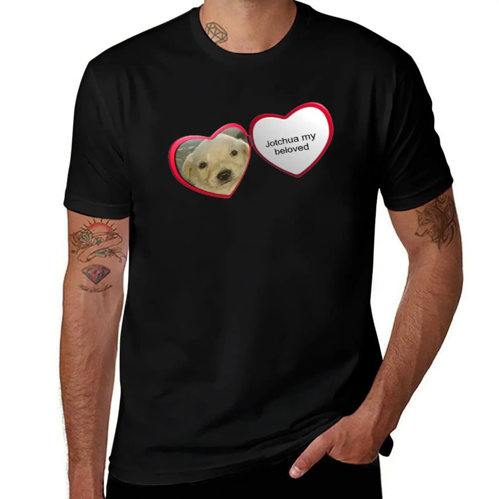 Jotchua heart locket jotchua my beloved meme jotchua meme dog T-Shirt tees blue archive shirts graphic men clothing