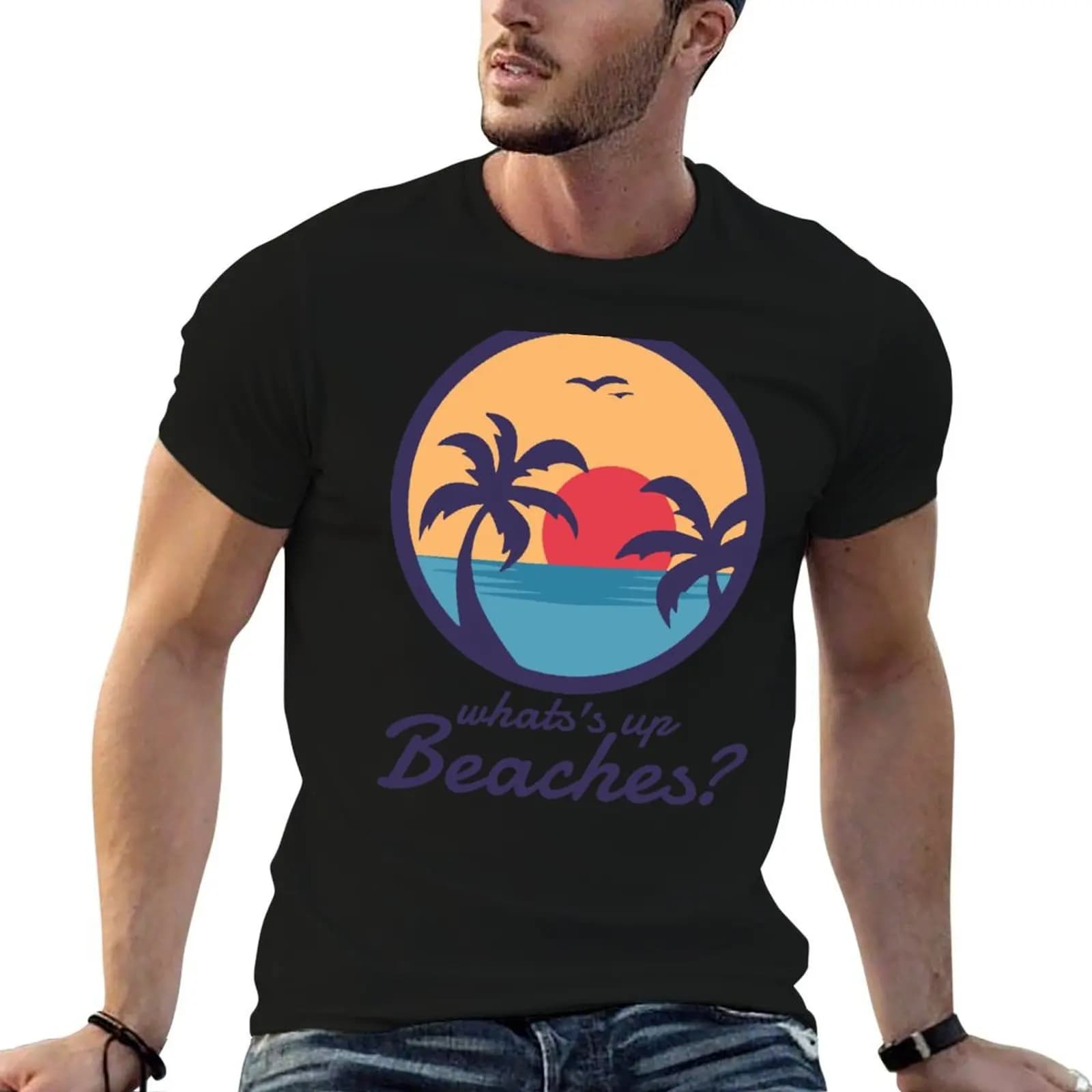 Whats Up Beaches T-Shirt Simple Print Design T-Shirt