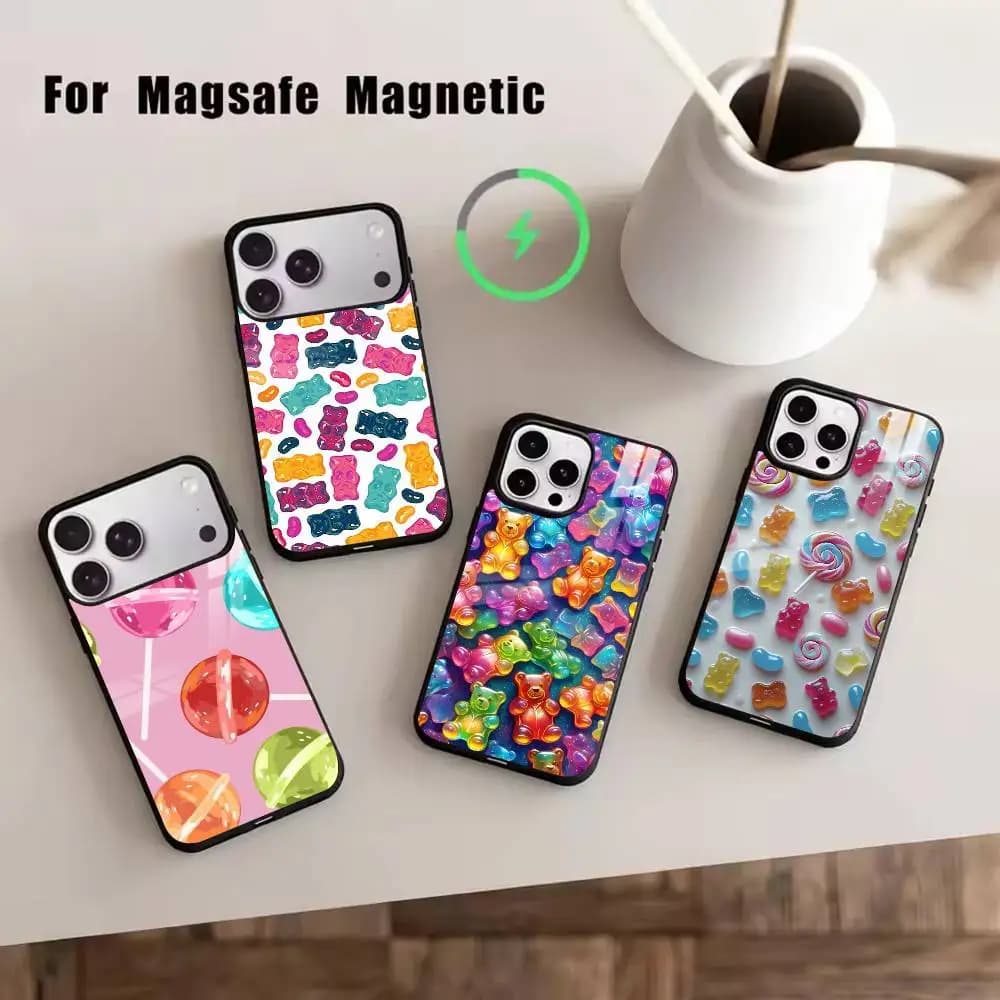 Gummy Aesthetic  Phone Case For Magsafe Wireless Charging For iPhone17,16,15,14,13,12,11 Plus,Pro Magnetic
