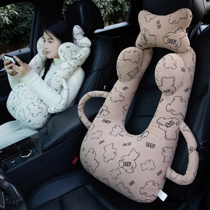 Kids and Adults Car Back Seat Sleeping Pillow Long Road Trip Neck Support Pillow Comfortable Car Nap Cushion Travel Sleep Pillow