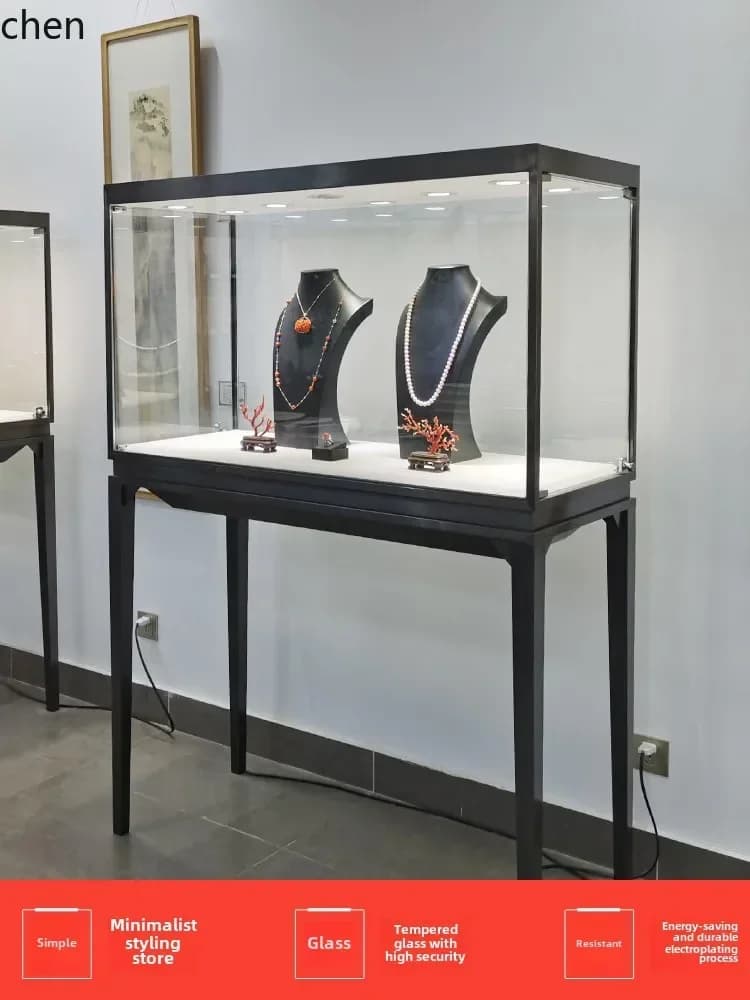 O17- Jewelry Display Cabinet High-end Stainless Steel Luxury Diamond Jade Counter Watch Jewelry Display