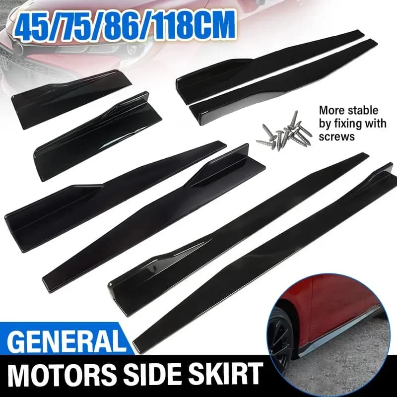 Universal Car Side Skirts Lip Kits Glossy Black ABS Blade Style Spoiler Lip Kits for Sedan Coupe Hatchback Exterior Styling