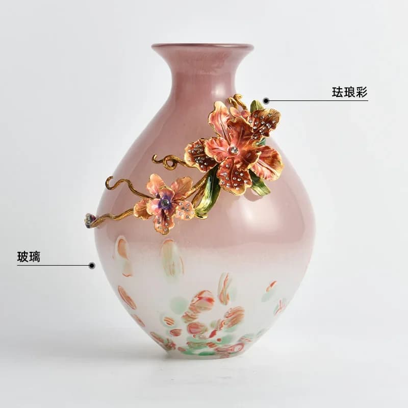 DSA gradual change pink purple enamel colored glass vase light luxury style desktop home flower vase
