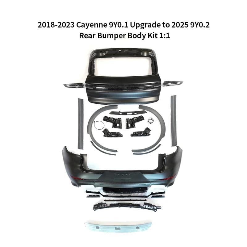 9y0.1 Upgrade 2025 Turbo Style 1:1 Rear Body Kits Black Rear Light  Cayenne 2018-2024 PP Material Full Set Easy
