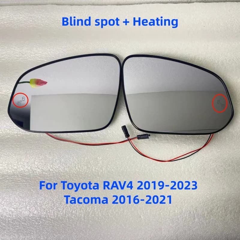 Heated Blind Spot Warning Side Mirror Glass, Rearview Door Mirror Lens For Toyota RAV4 2019‑2024 Hilux 2016‑2022 Highlander 2016