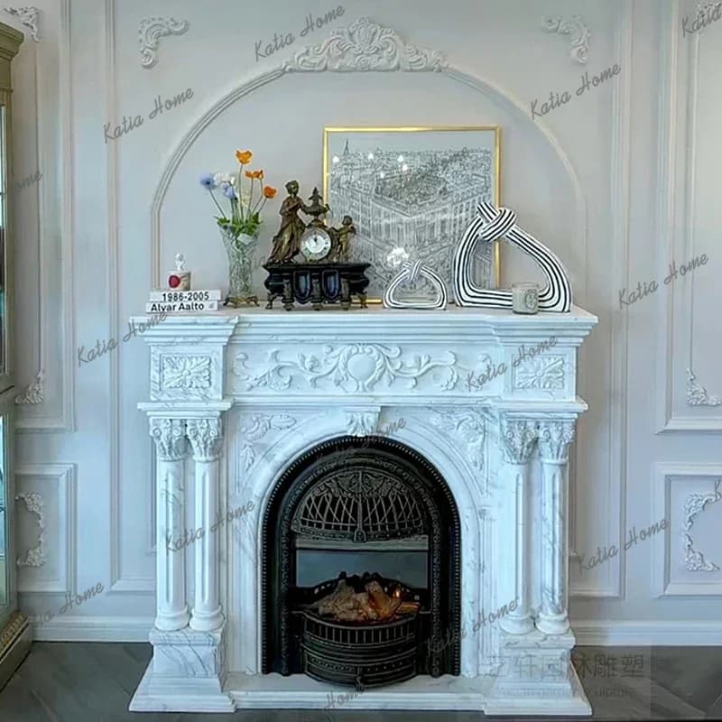 FG Nordic Rustic Living Room Fireplace Classic White French Wooden Living Room Cabinets Modern Vetrina Esposizione Furniture Hom