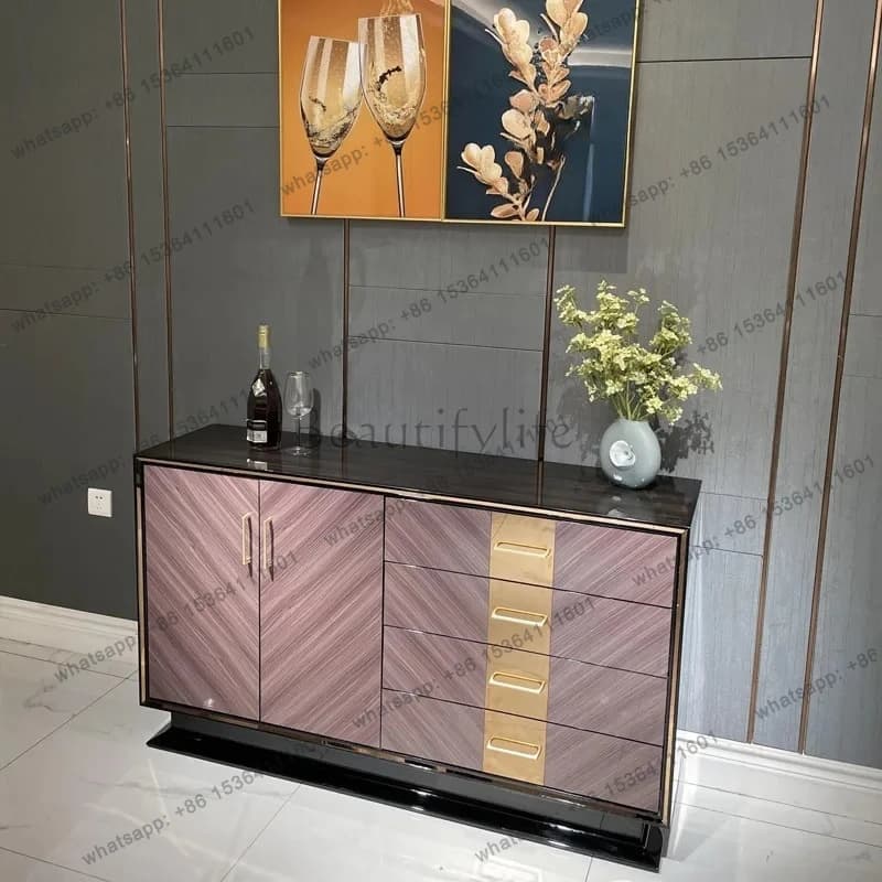Italian light luxury bedroom TV cabinet entrance minimalist solid wood dining side cabinet high-end