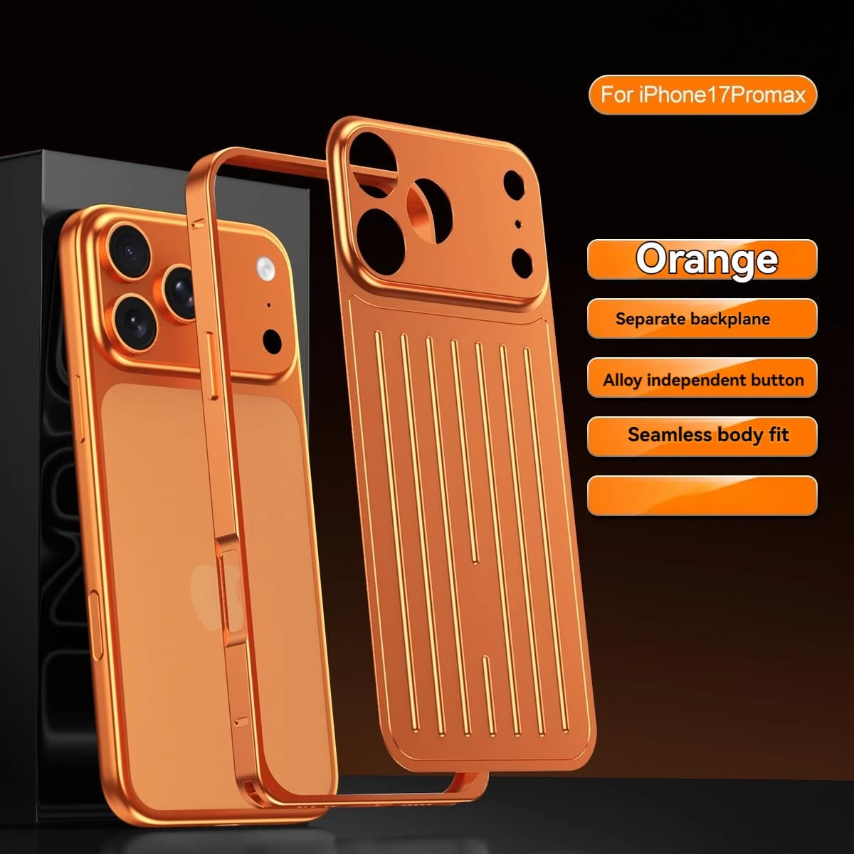 Detachable Aluminum Alloy Solid Color Phone Case for iPhone Air 17 16 Pro Max with Protective Cover
