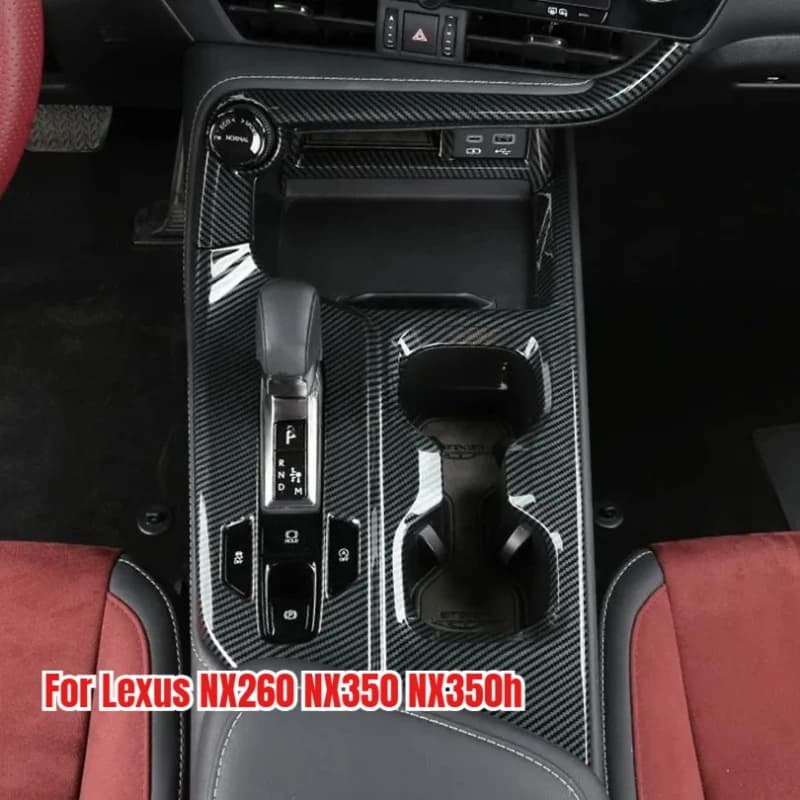 For Lexus  NX260 NX350 NX350h Carbon Fiber Center Console Gear Shift Panel Cover Trims 2022-2025 Car Interior Accessories