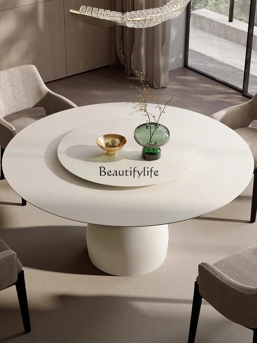 02 Italian modern cream style white jade unicorn tempered glass dining table, high-end household dining table