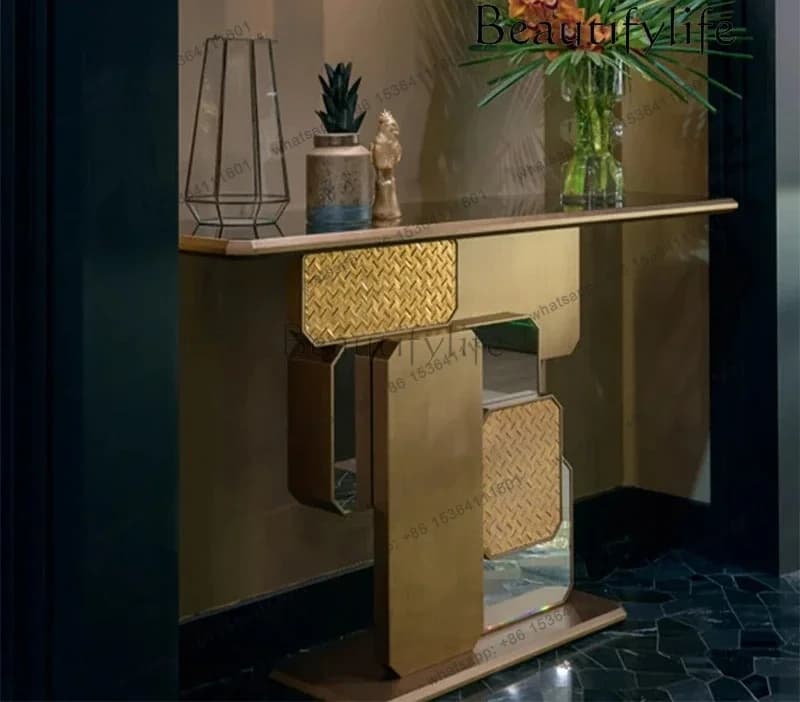 yj21 High-end hotel villa home light luxury against the wall Xuanguantai lobby public area decorative end view platform