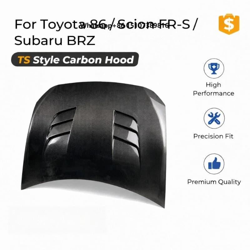 Carbon Fiber Hood for 86 / Scion FR-S /  BRZ (2012-2019) | TS Style Front Bonnet Replacement | OEM-Style Fit