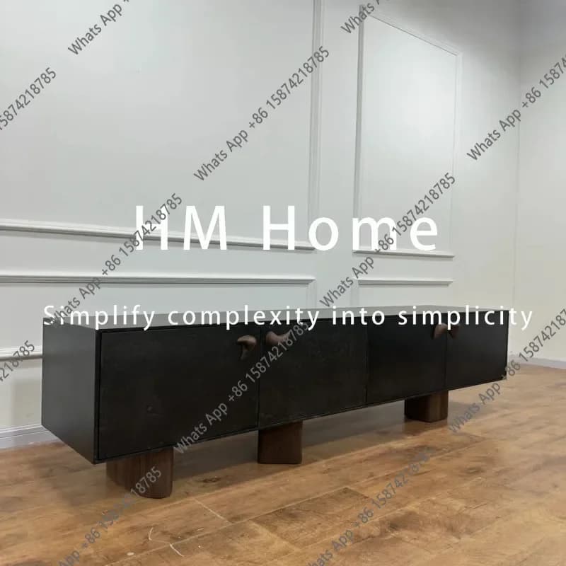 Black Stone TV Cabinet Storage Cabinet Home Living Room Floor-to-ceiling Storage Cabinet Modern Simple And Light Luxury X